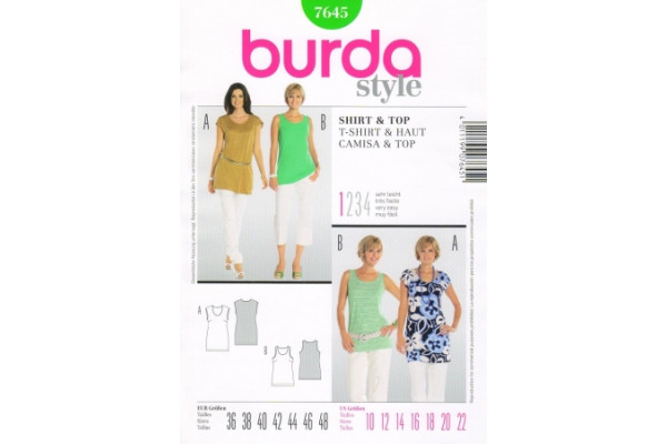 Выкройка Burda  7645  Женская (блузы-топы-туники)       *13007*