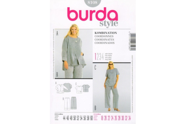 Выкройка Burda  8108   Мода для полных       *13278*