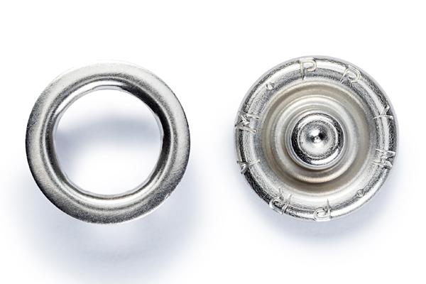 Кнопки 390195 Джерси Prym 18 мм 6 штук, (латунь) зубчатое кольцо, цвет серебро (никель) предназначены для легких тканей, трикотажа