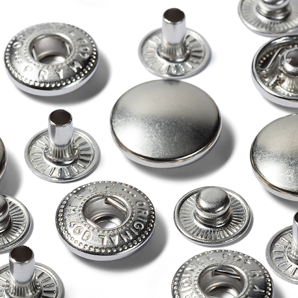 Кнопки 390301 для одежды Prym ANORAK 15 мм 10 штук, цвет: серебро (никель), латунь 390321 для тканей средней плотности