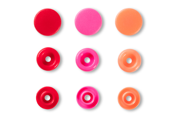 Кнопки 393002 Джерси Prym Love Color Snaps 12 мм 30 штук, (пластик) цвет: красный/розовый предназначены для легких тканей, трикотажа