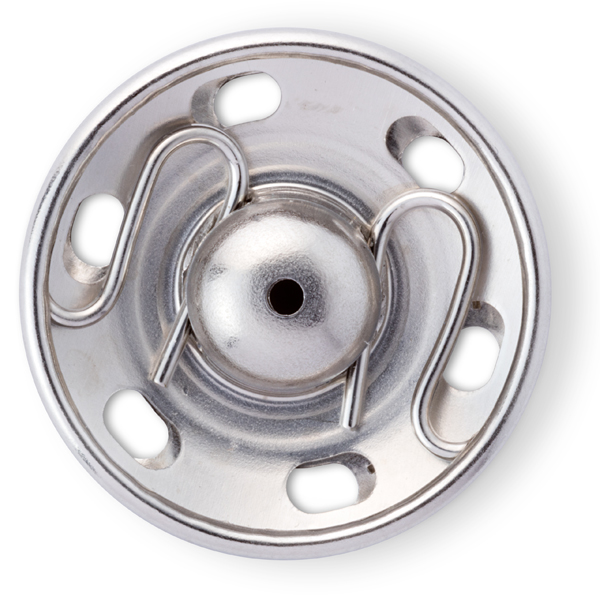 Кнопки 341270 пришивные Prym 6-11 мм 20 штук, цвет: серебро (никель), латунь (нержавеющие) вид потайной застежки при пошиве рубашек, юбок, блуз