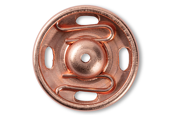 Кнопки 341802 пришивные Prym 30 мм 2 штуки, цвет: розовое золото, латунь (нержавеющие) вид потайной застежки при пошиве верхней одежды