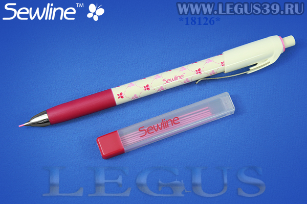 Карандаш автоматический для ткани Sewline FAB50041 с 6 запасными грифелями розового цвета 