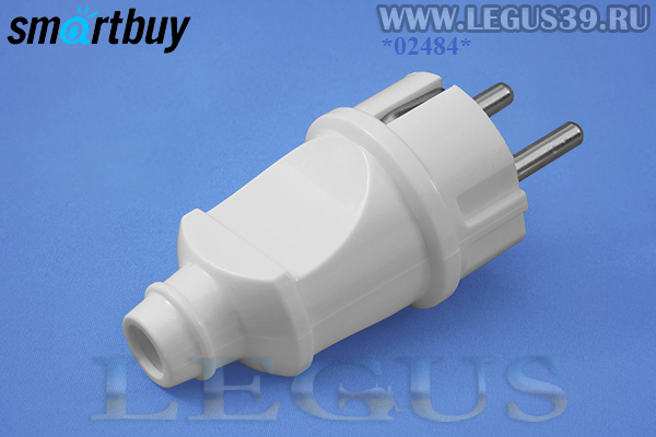 Вилка прямая 220V с з/к белая 16А 250В SBE-16-P01-w SmartBuy арт.МЕ2138246