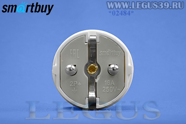 Вилка прямая 220V с з/к белая 16А 250В SBE-16-P01-w SmartBuy арт.МЕ2138246